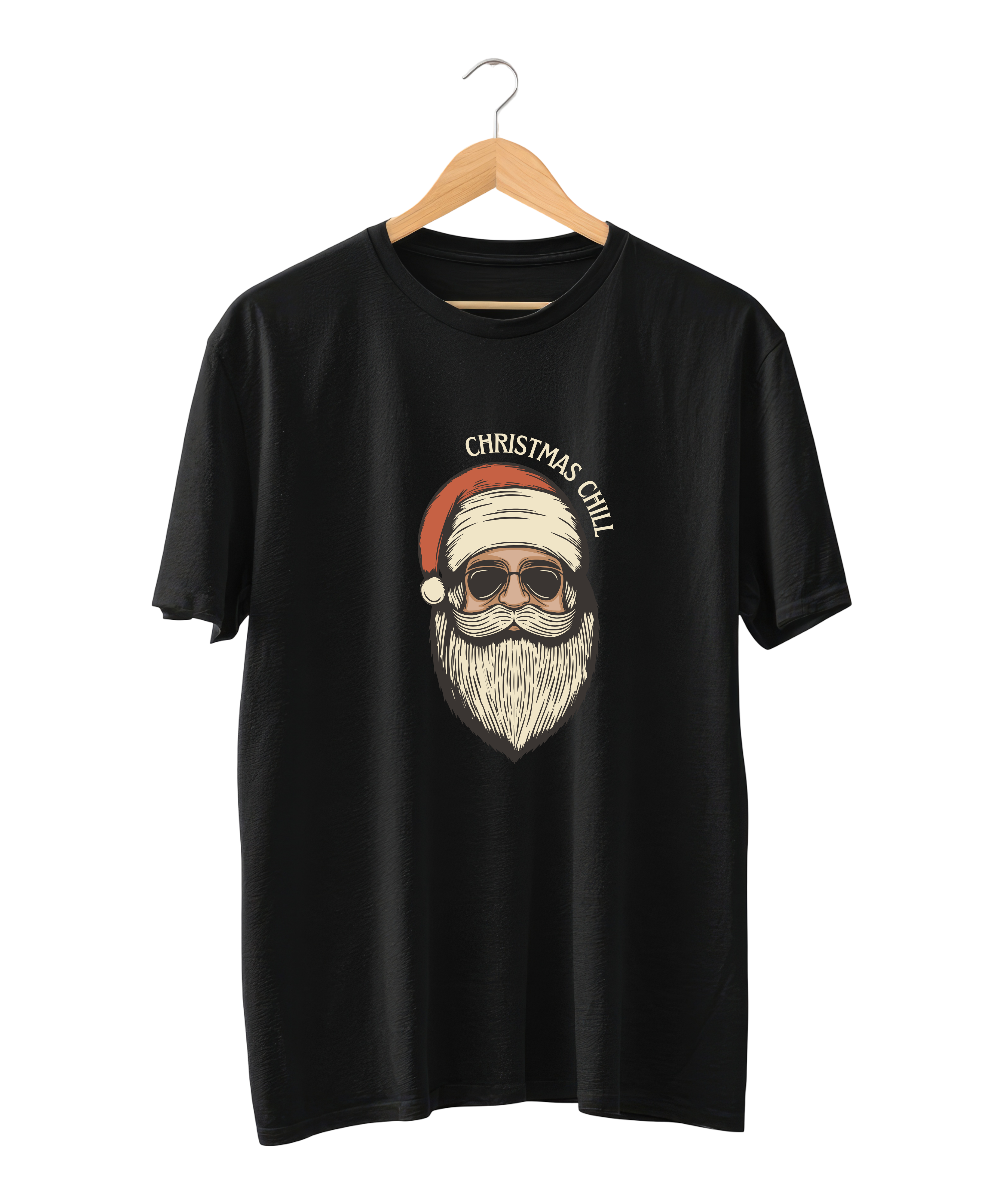 Christmas Chill Tshirt Design Reactive Dyed T-Shirt Black | 100% Cotton