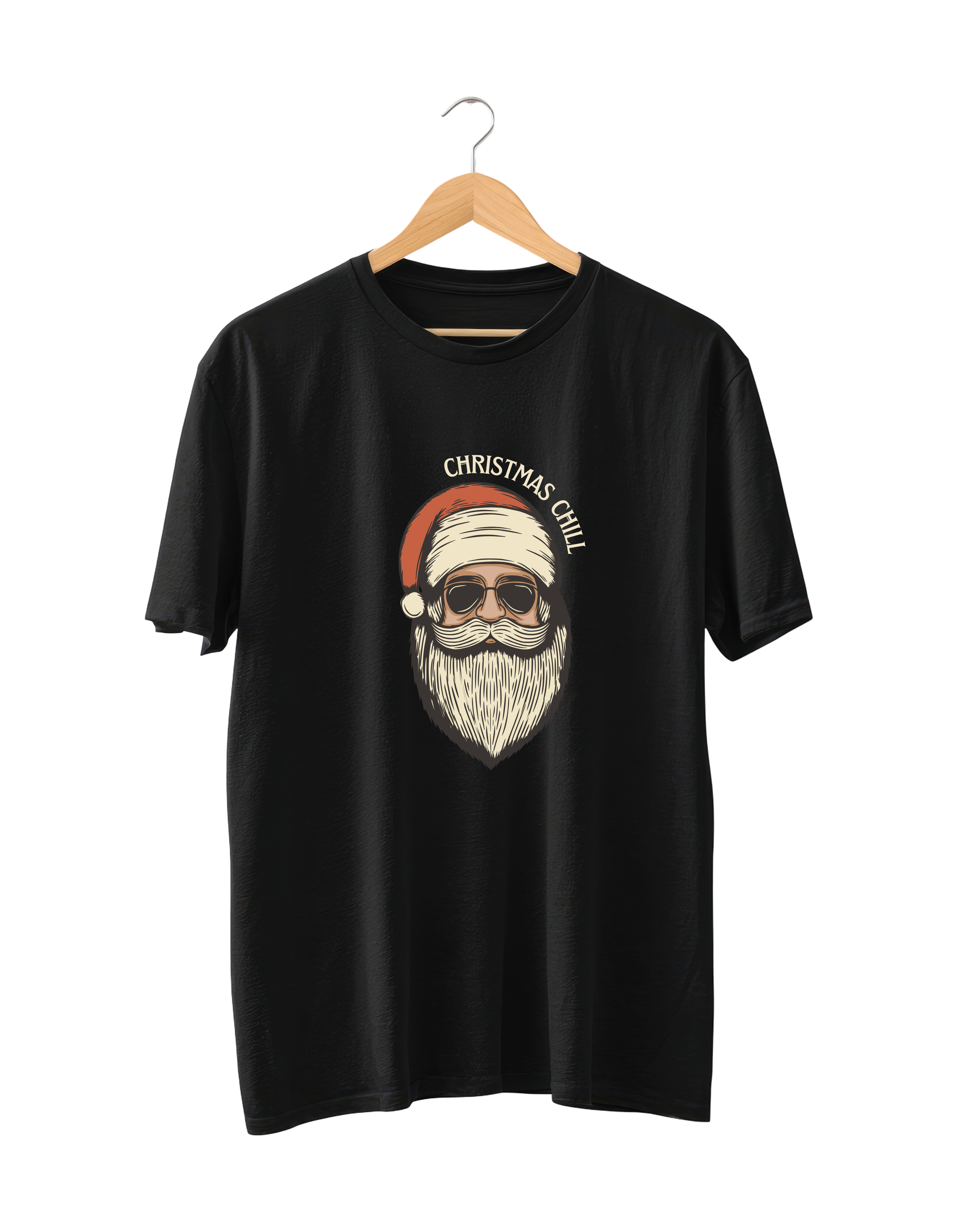 Christmas Chill Tshirt Design Reactive Dyed T-Shirt Black | 100% Cotton