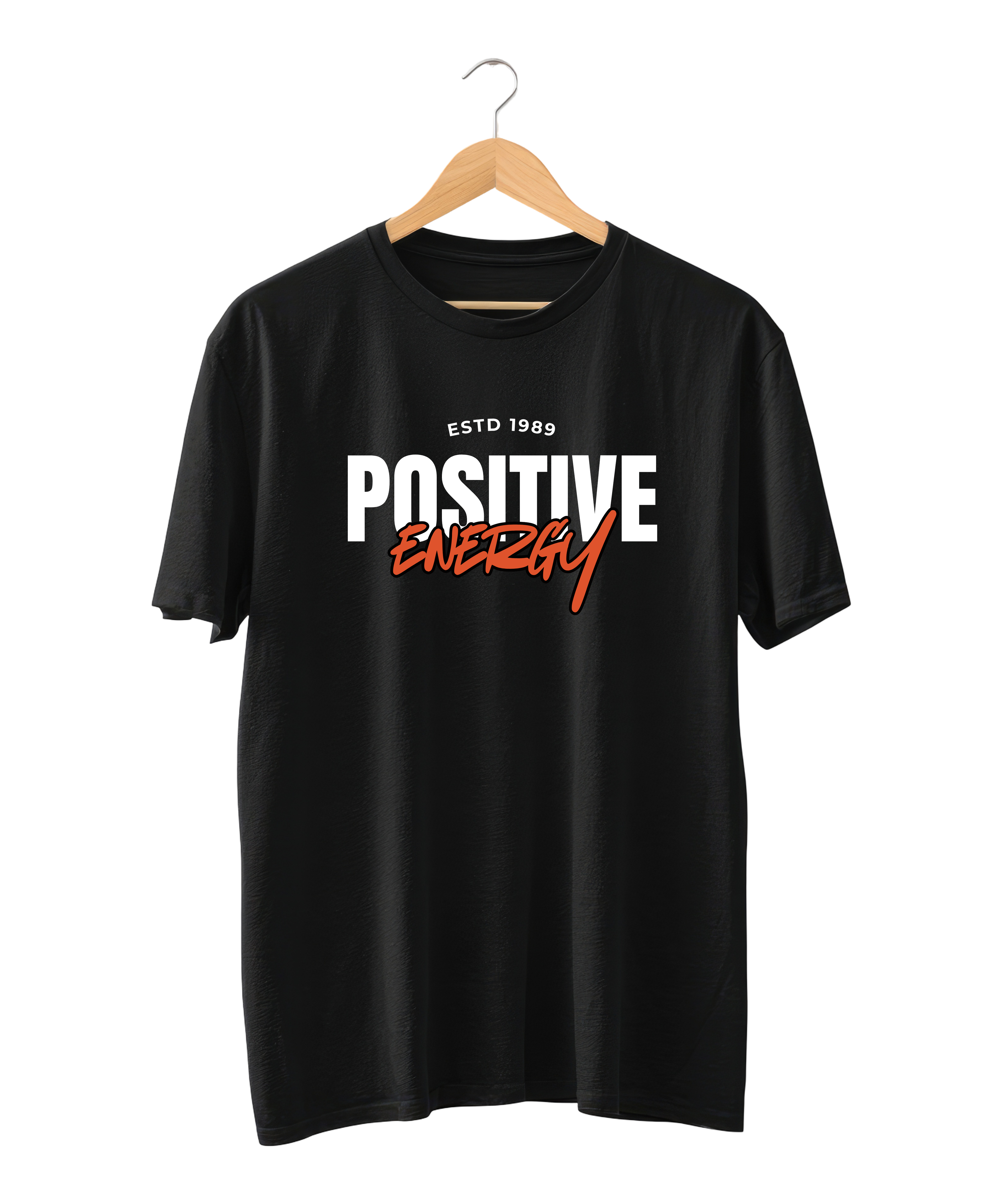 Positive Energy Design Reactive Dyed T-Shirt Black | 100% Cotton