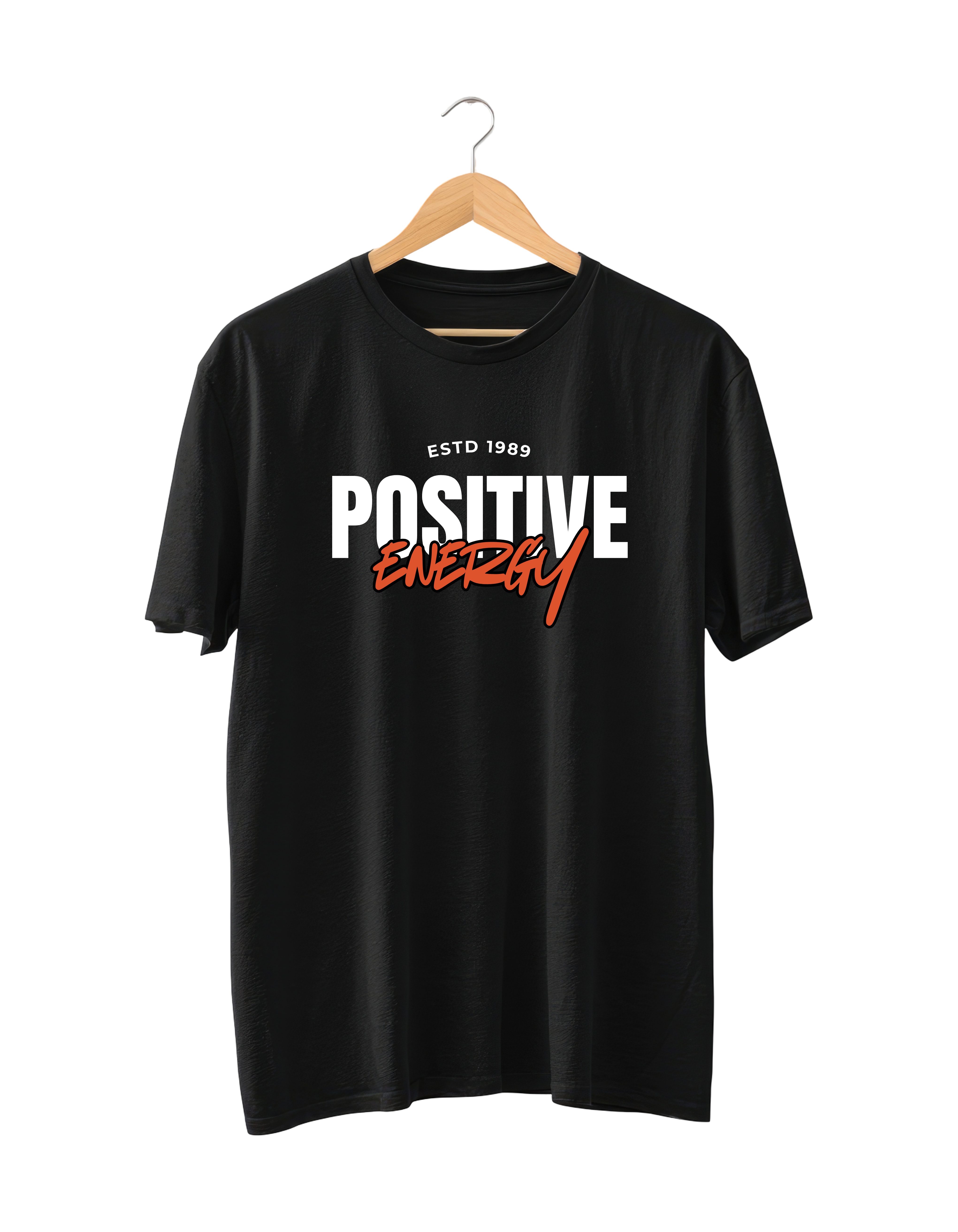 Positive Energy Design Reactive Dyed T-Shirt Black | 100% Cotton