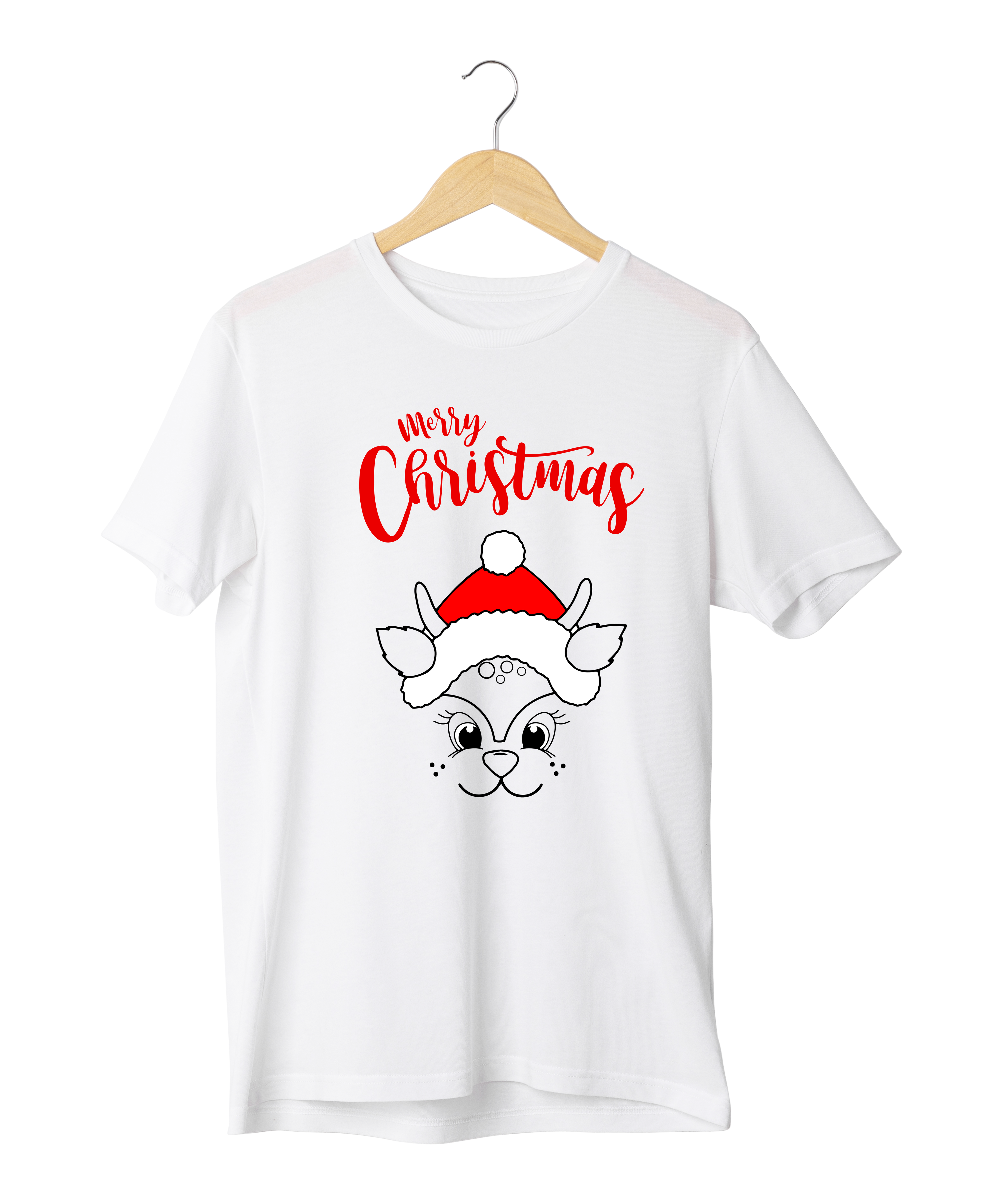 Merry Christmas Cat Design Reactive Dyed T-Shirt | 100% Cotton