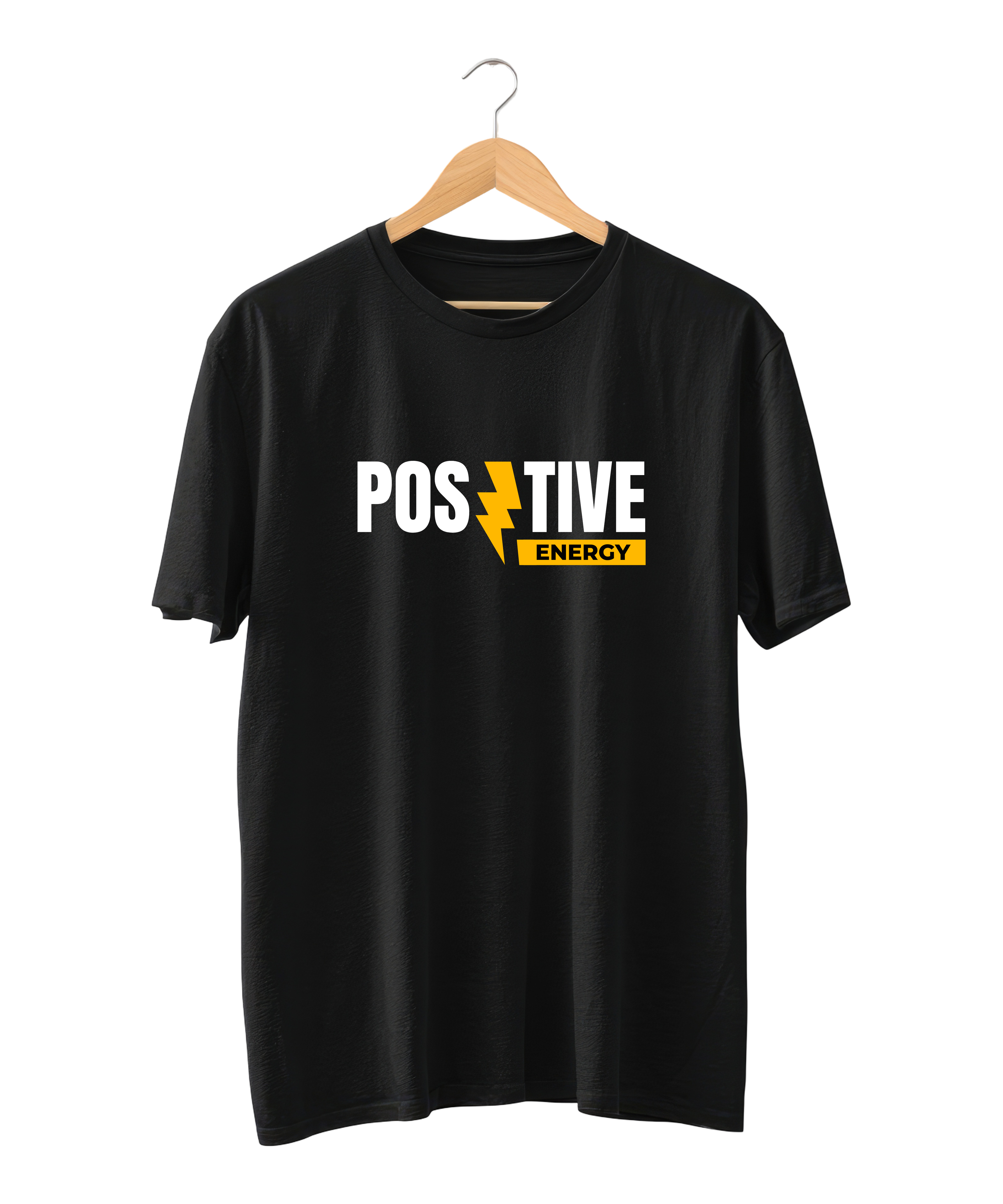 Positive Energy Black Design Reactive Dyed T-Shirt | 100% Cotton