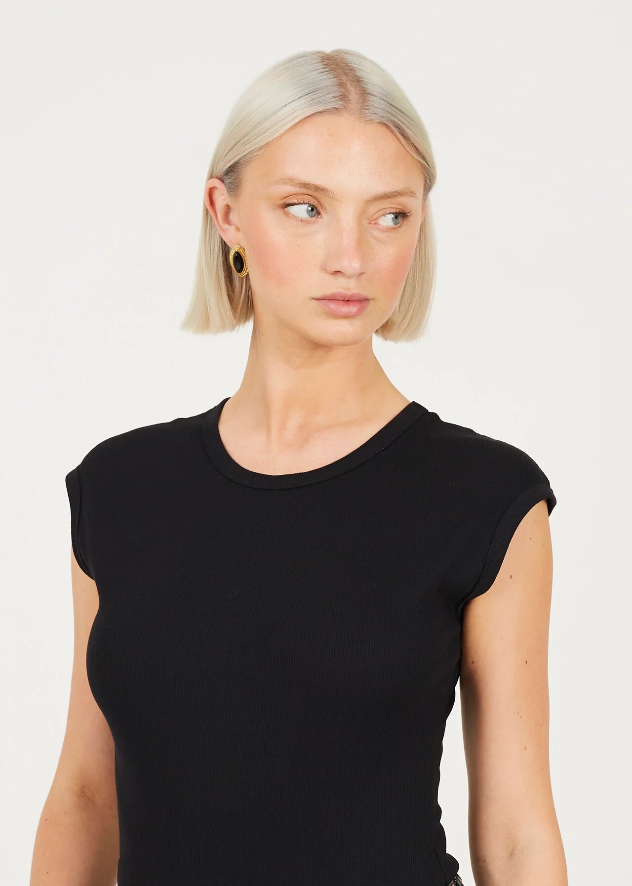 SHORT SLEEVE BASIC BODYSUIT, BLACK