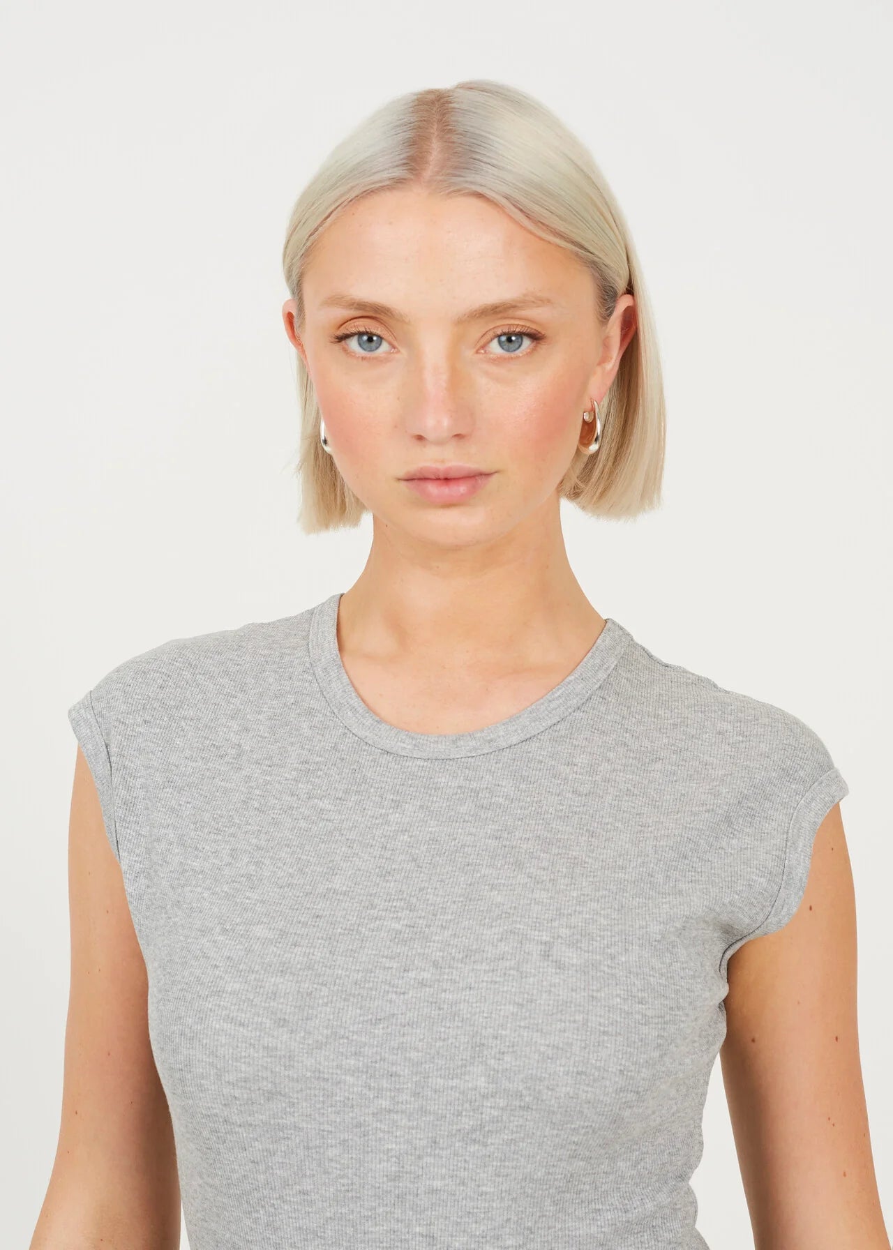 SHORT SLEEVE BASIC BODYSUIT, GREY MARL