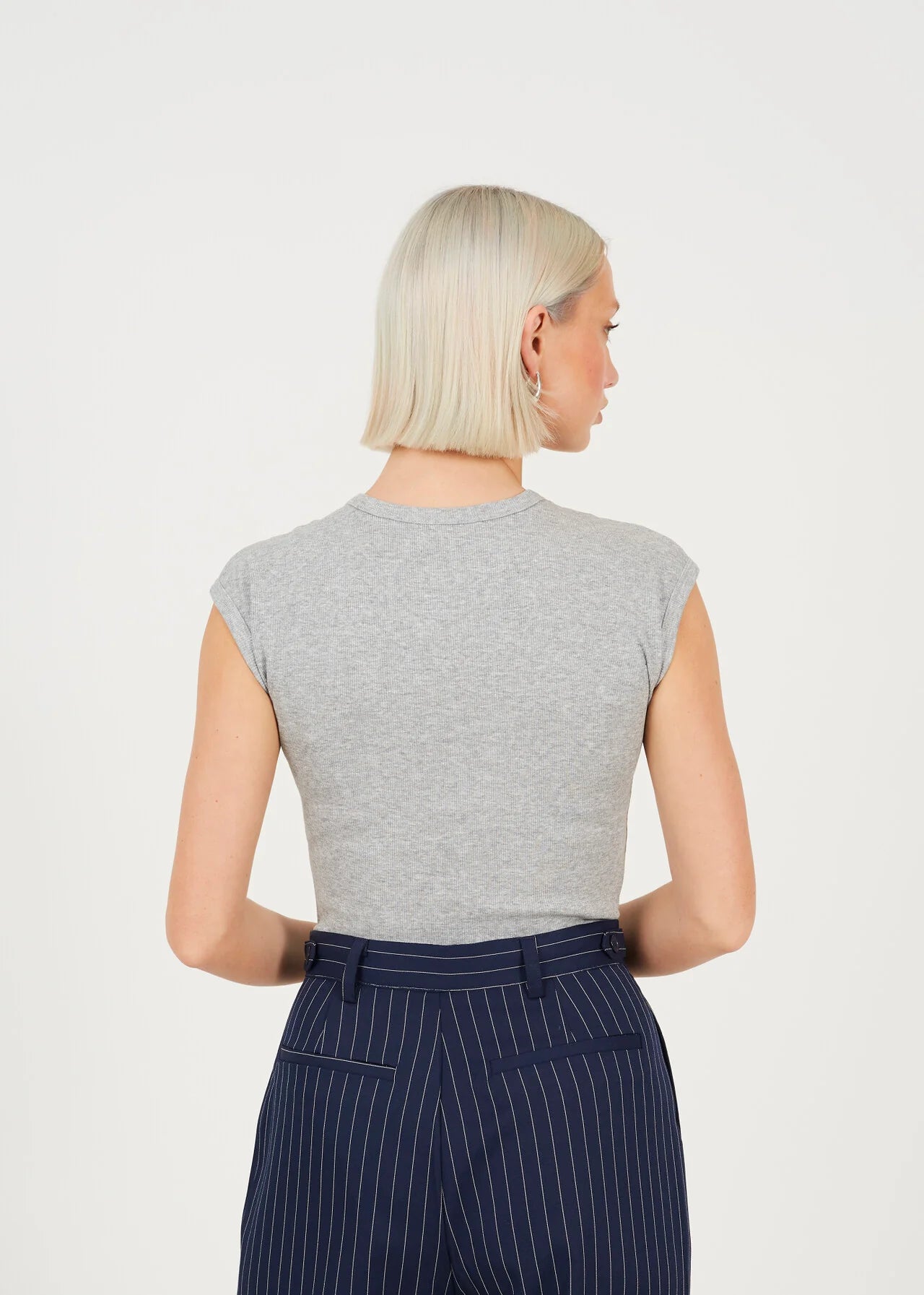 SHORT SLEEVE BASIC BODYSUIT, GREY MARL