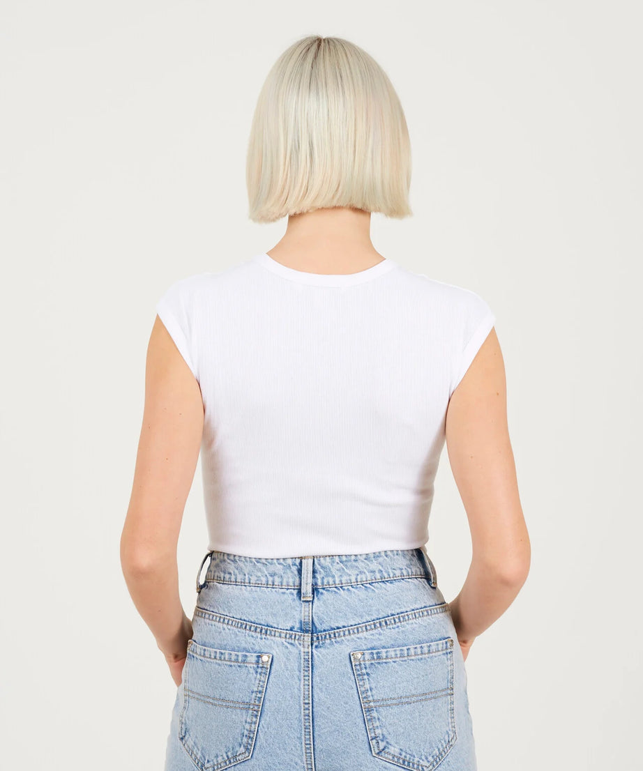 SHORT SLEEVE BASIC BODYSUIT, WHITE
