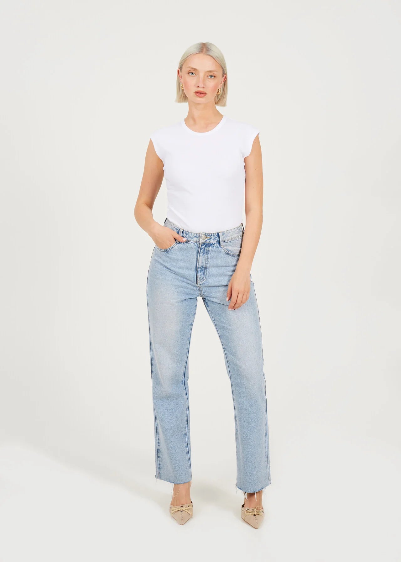 SHORT SLEEVE BASIC BODYSUIT, WHITE