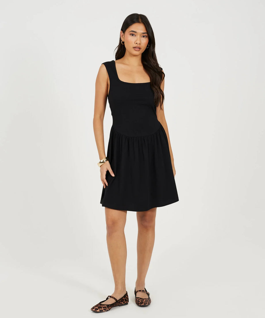 JERSEY SCOOP NECK MINI DRESS