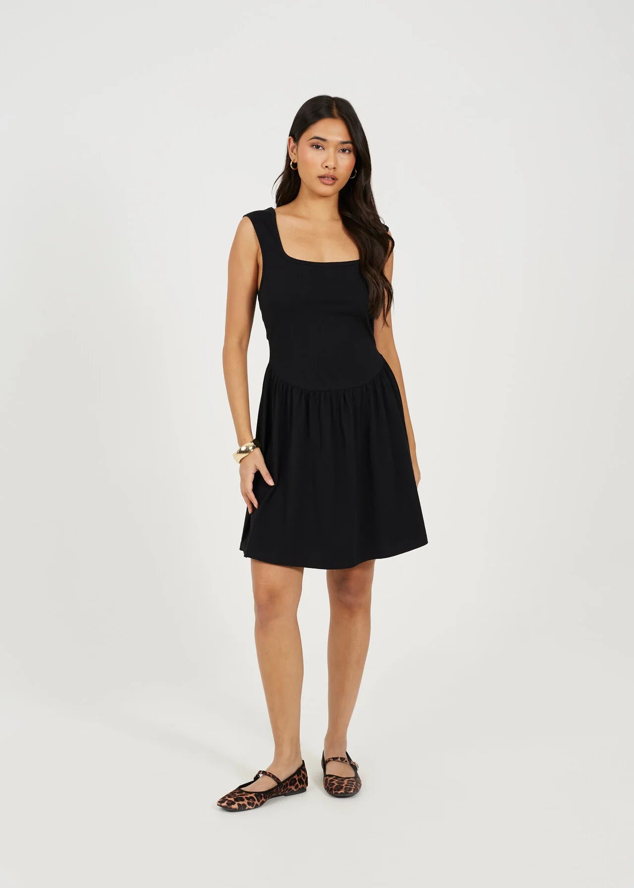 JERSEY SCOOP NECK MINI DRESS