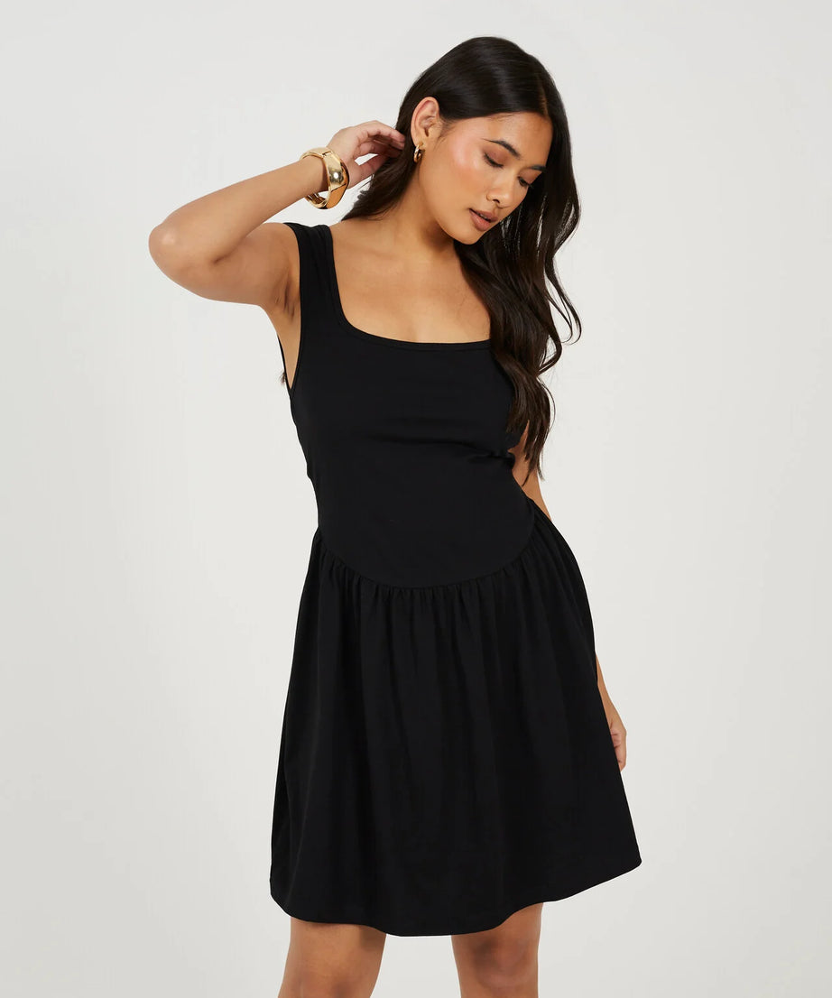 JERSEY SCOOP NECK MINI DRESS
