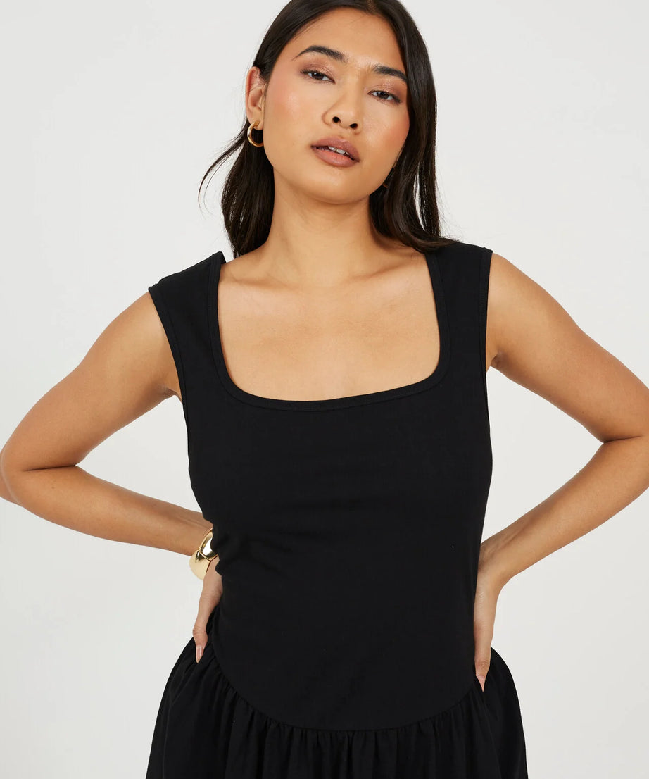 JERSEY SCOOP NECK MINI DRESS