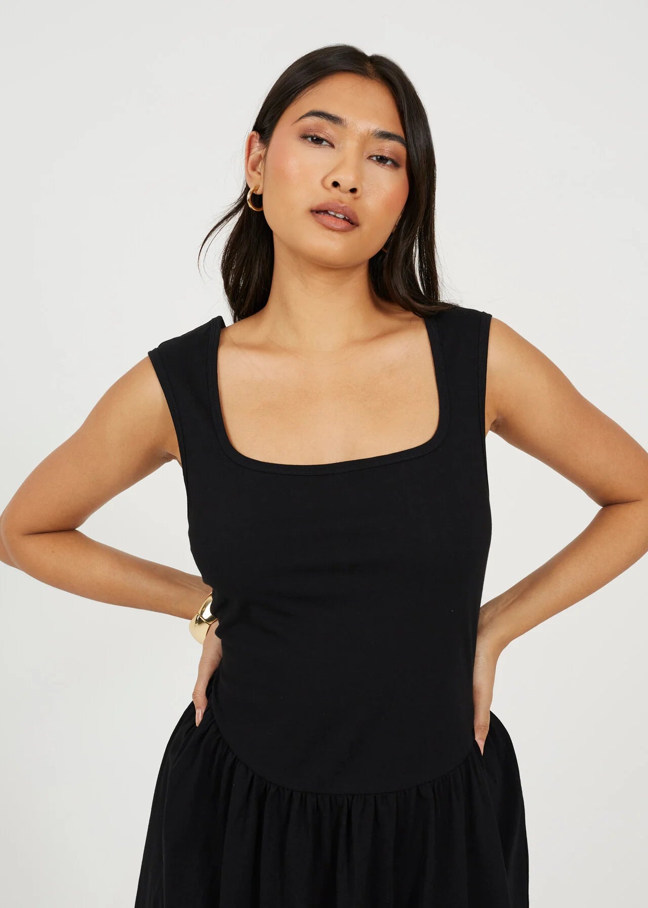 JERSEY SCOOP NECK MINI DRESS