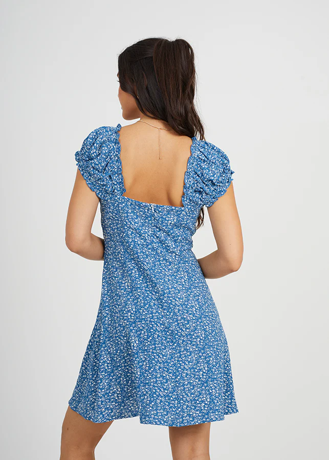 Brave Soul Tie Front Floral Mini Dress – Blue/White | Women’s Dress