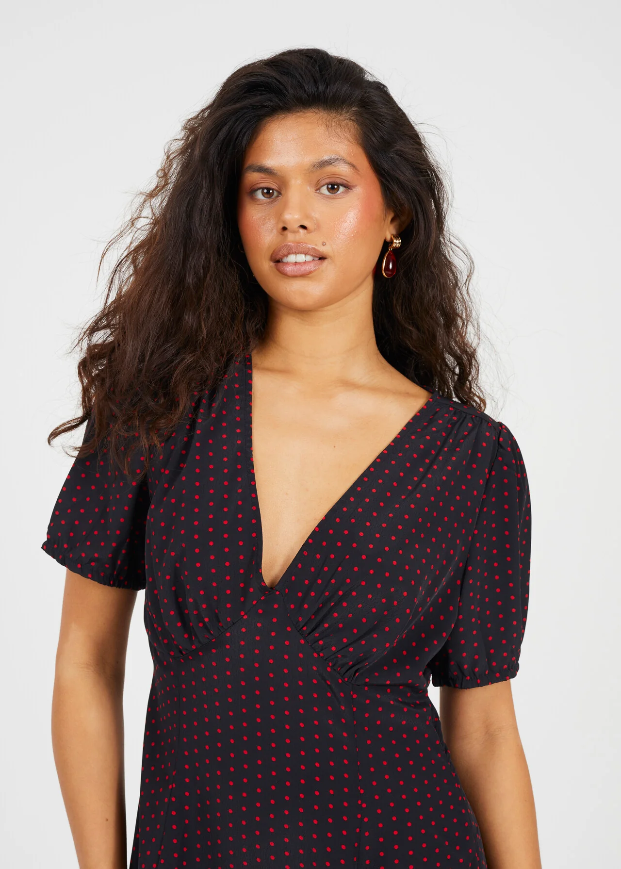 Black & Red V-Neck Short Sleeve Mini Printed Dress – Brave Soul