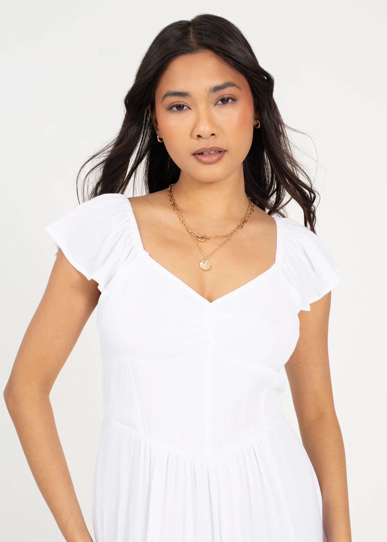 BUSTIER DESIGN MIDI DRESS, WHITE