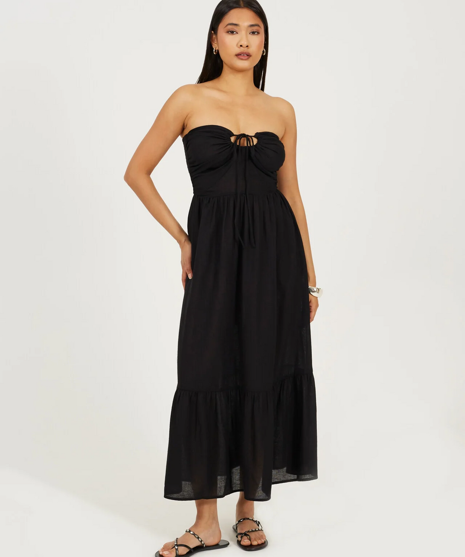 Brave Soul Tiered Halterneck Multiway Midi Dress – Black | XS–XL