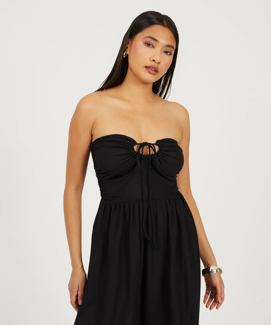 Brave Soul Tiered Halterneck Multiway Midi Dress – Black | XS–XL