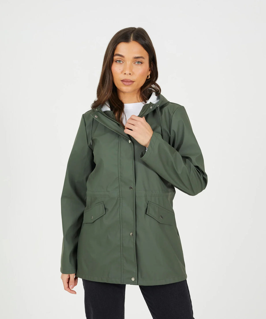HOODED RAIN MAC, KHAKI