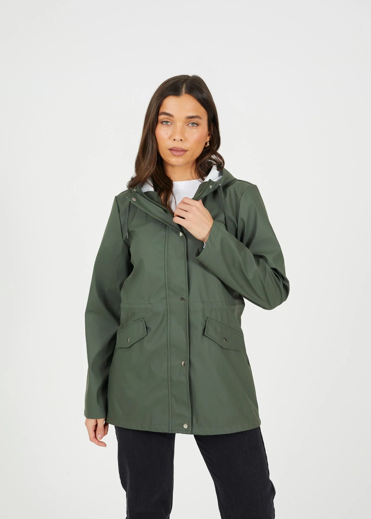 HOODED RAIN MAC, KHAKI