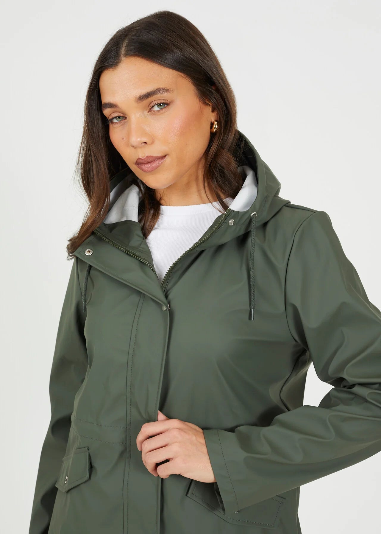 HOODED RAIN MAC, KHAKI