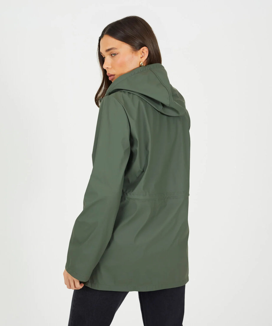 HOODED RAIN MAC, KHAKI