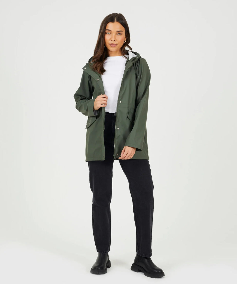 HOODED RAIN MAC, KHAKI