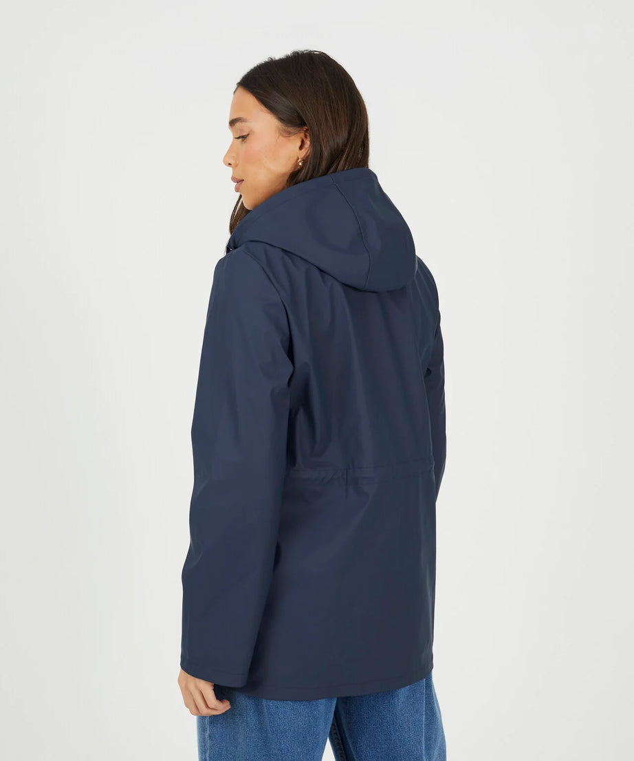 HOODED RAIN MAC, NAVY