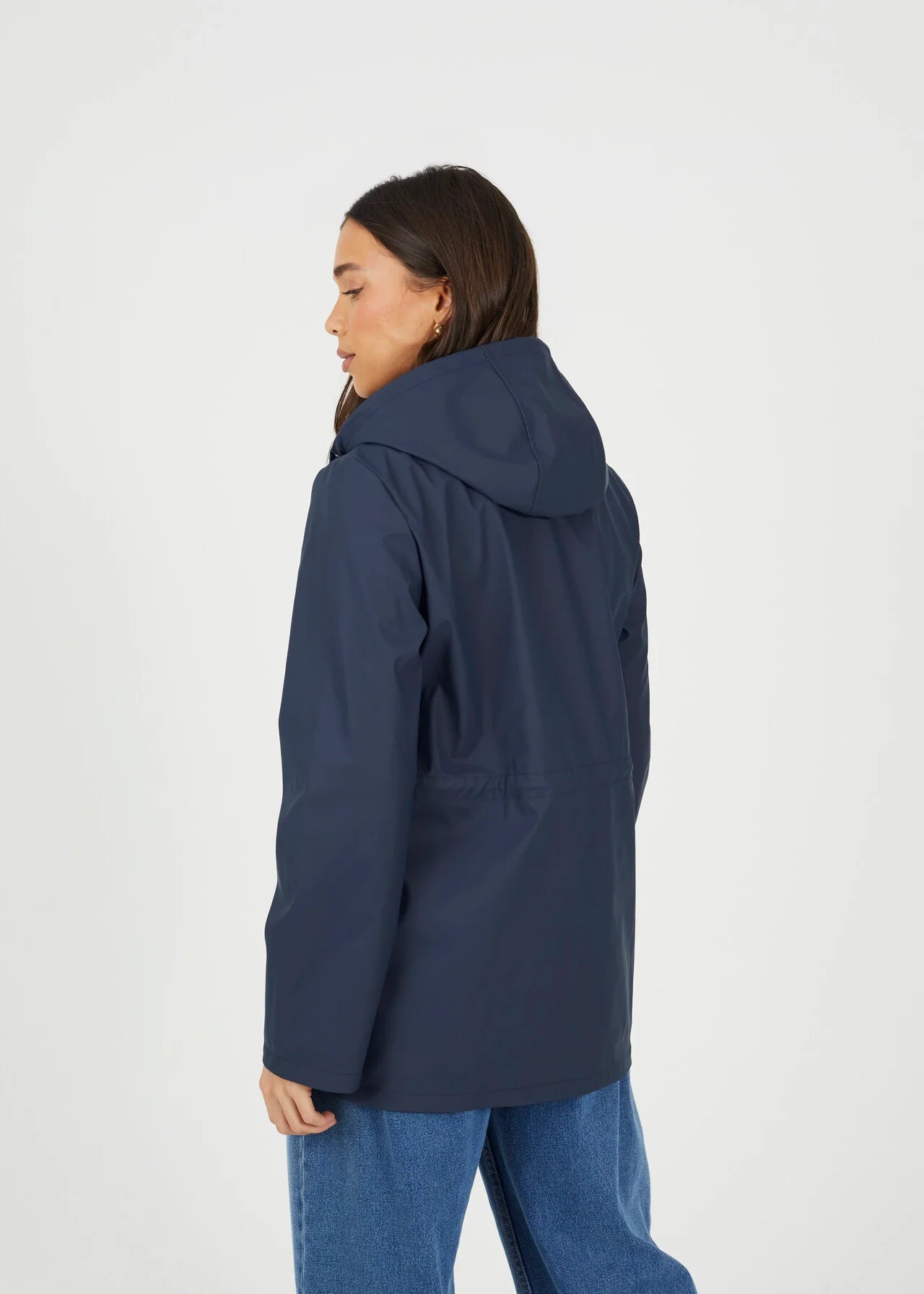 HOODED RAIN MAC, NAVY