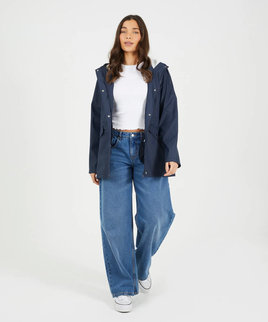 HOODED RAIN MAC, NAVY