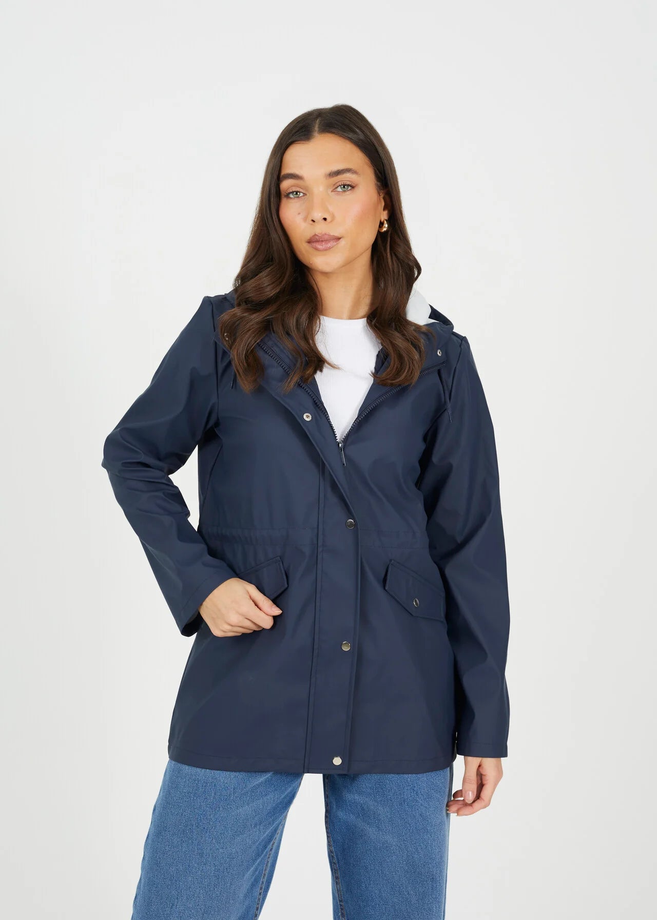 HOODED RAIN MAC, NAVY