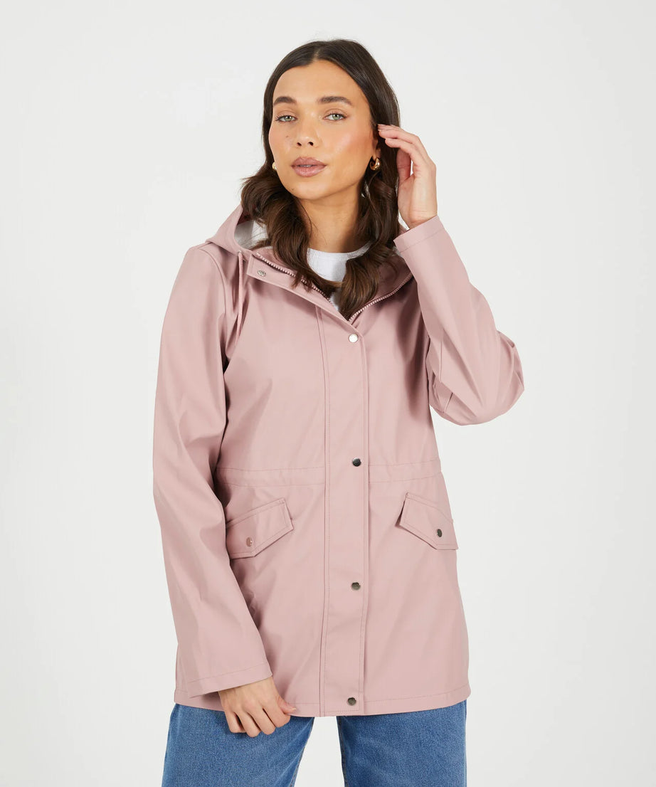 HOODED RAIN MAC, BLUSH PINK