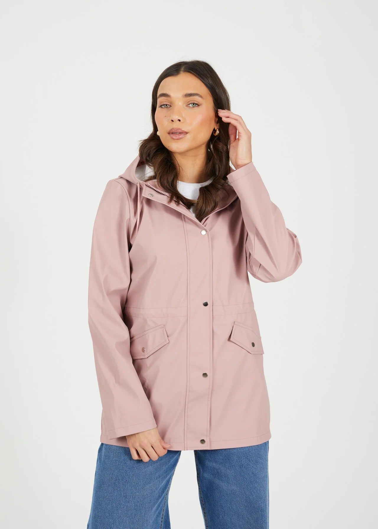 HOODED RAIN MAC, BLUSH PINK