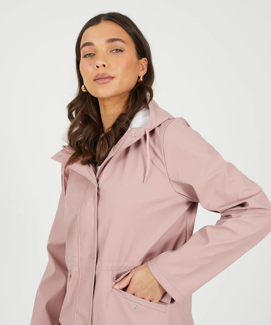 HOODED RAIN MAC, BLUSH PINK