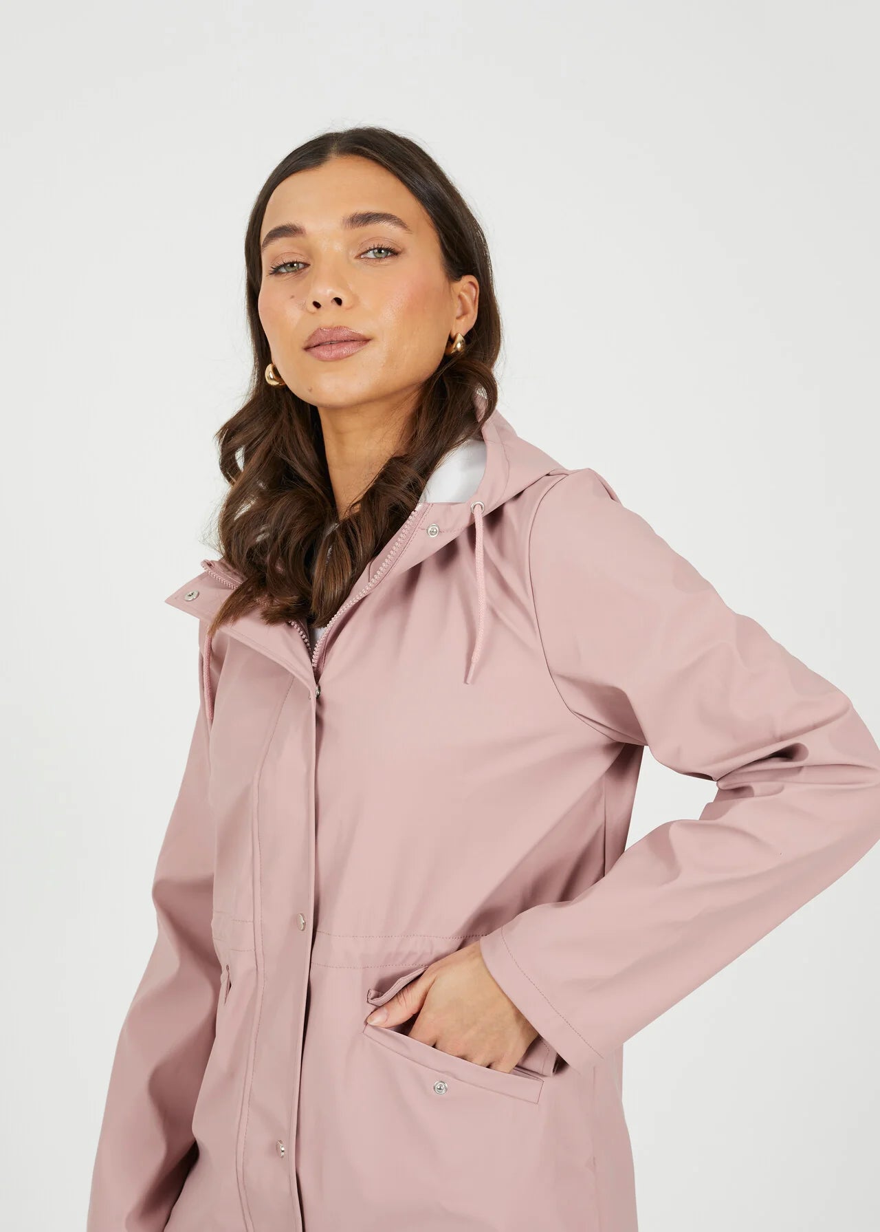 HOODED RAIN MAC, BLUSH PINK