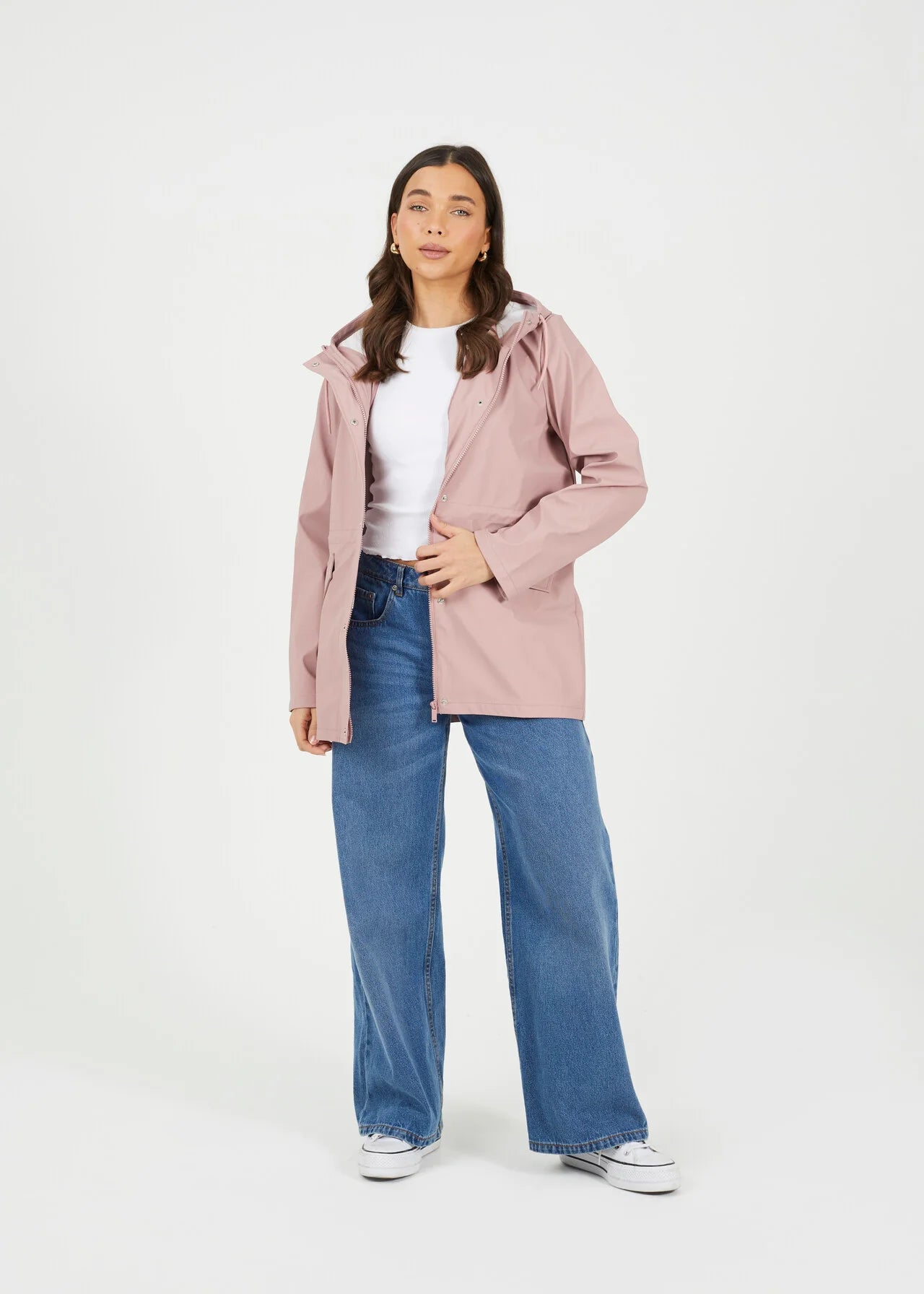 HOODED RAIN MAC, BLUSH PINK