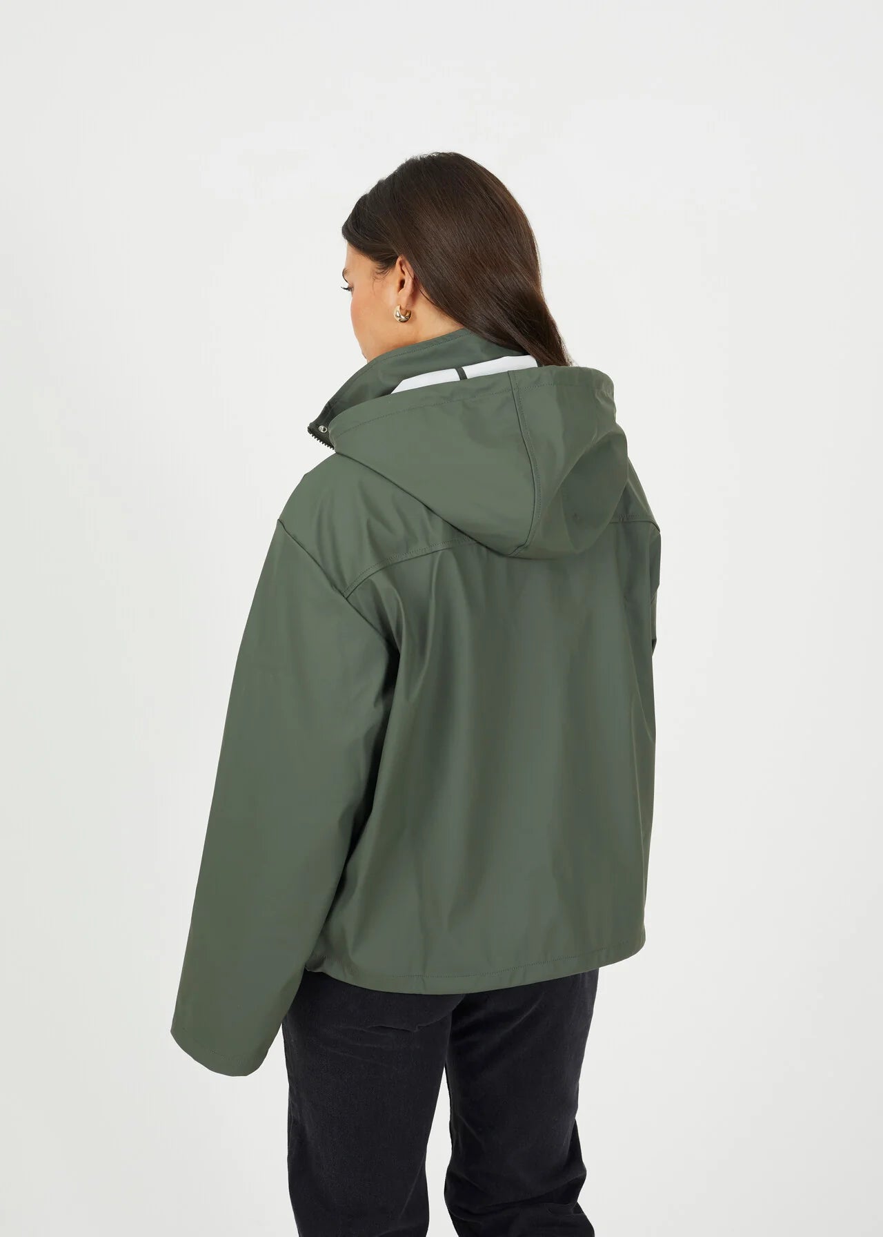 RUBBERISED HOODED RAIN MAC, KHAKI