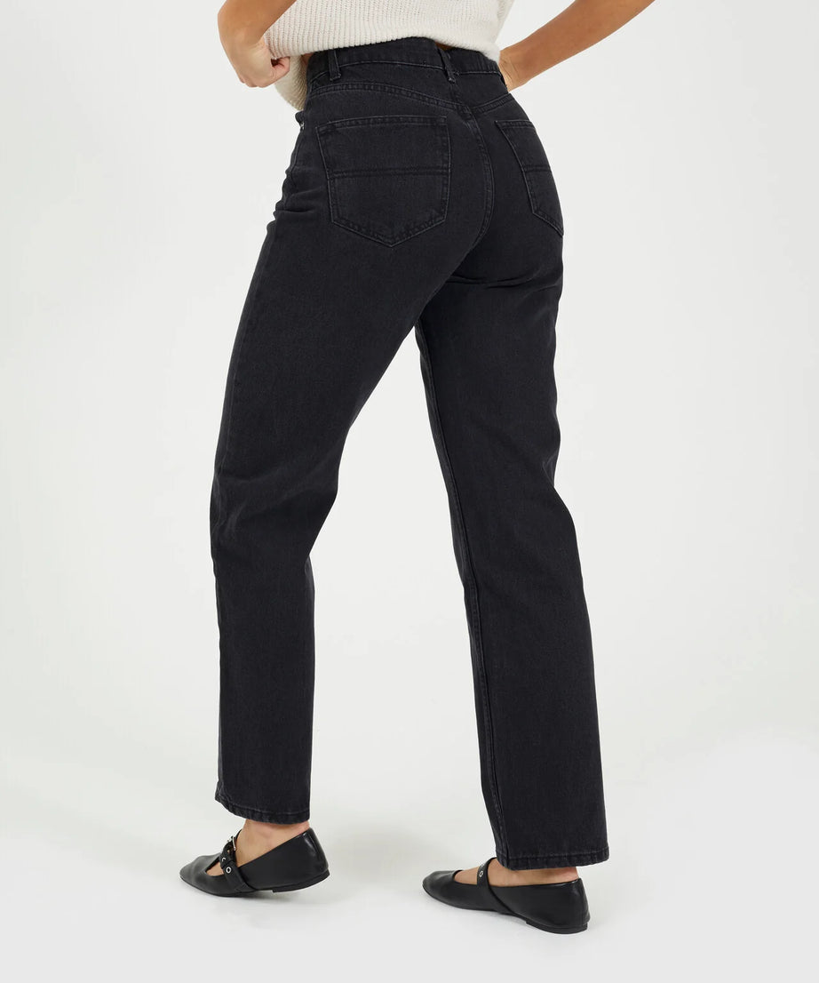 WASHED BLACK FULL LENGTH PARALLEL LEG JEANS