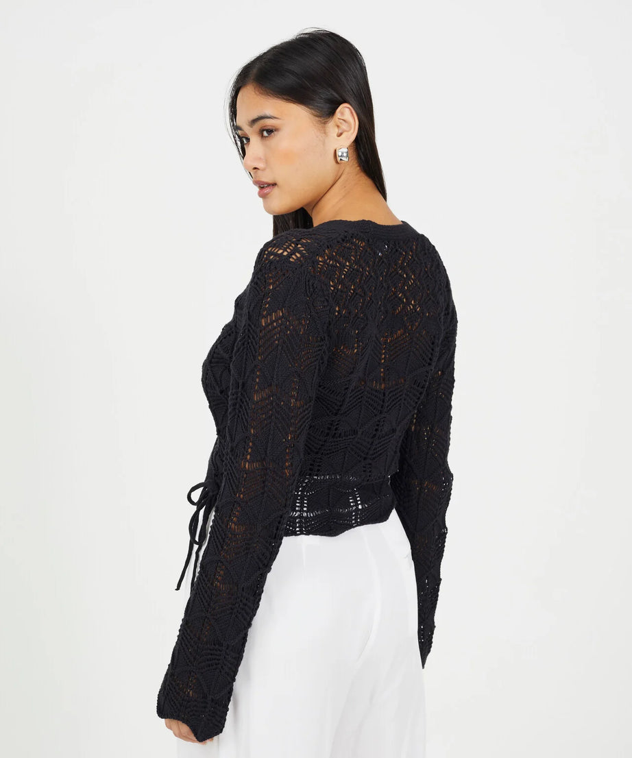 OPEN KNIT WRAP OVER CARDIGAN, CREAM