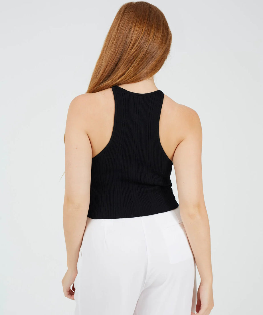 KNITTED CROPPED VEST BLACK