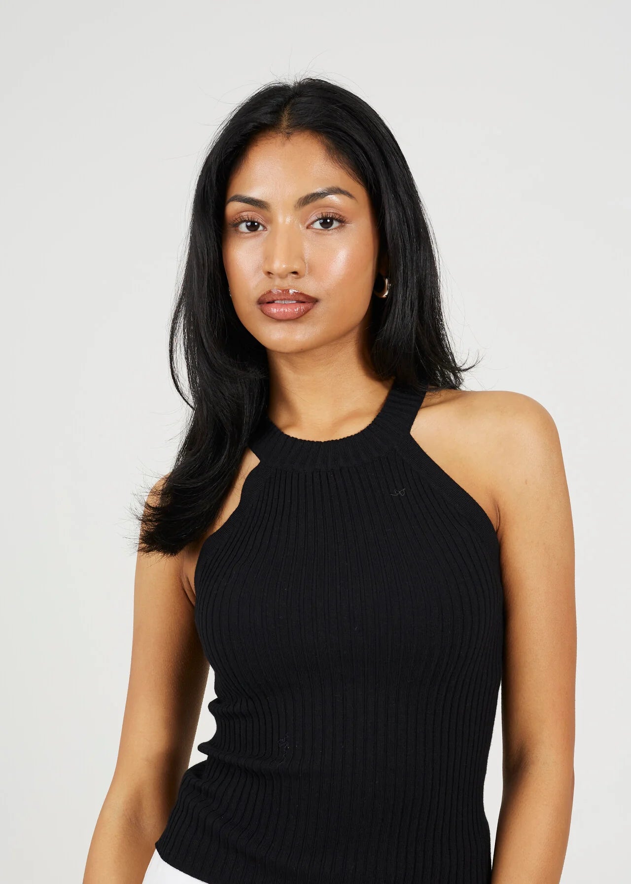 RACEBACK RIBBED KNITTED VEST, BLACK