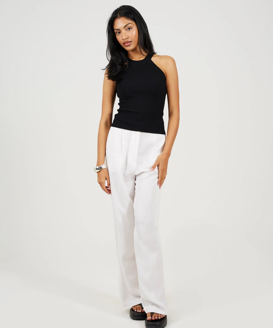 RACEBACK RIBBED KNITTED VEST, BLACK