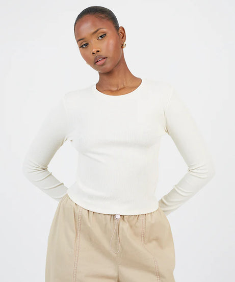 RIBBED LONG SLEEVE TOP