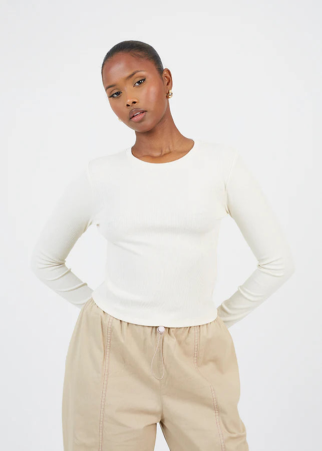 RIBBED LONG SLEEVE TOP