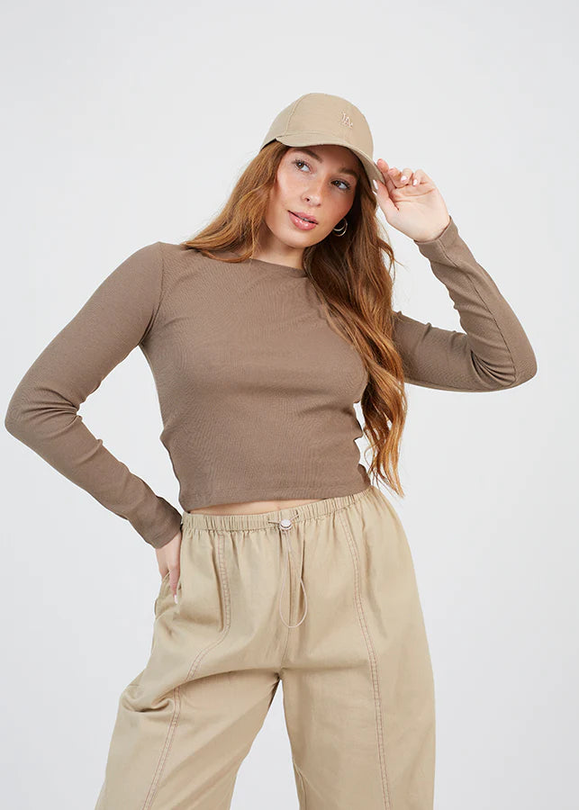 RIBBED LONG SLEEVE TOP