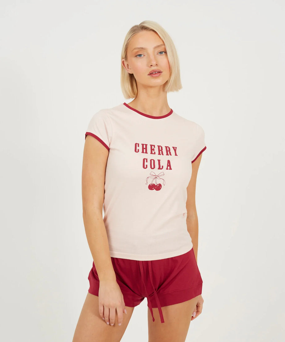 CHERRY COLA SHORT SLEEVE PRINTED PYJAMA SET