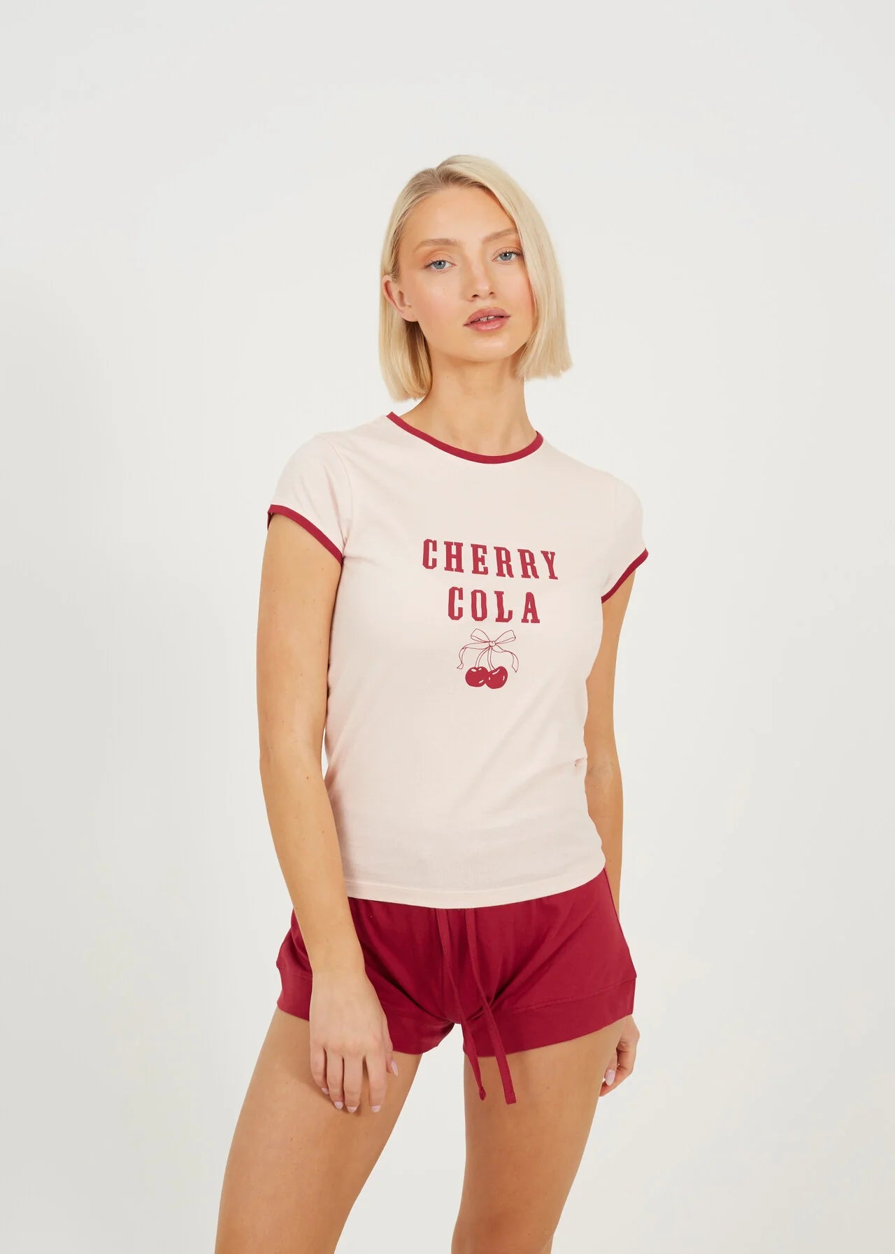 CHERRY COLA SHORT SLEEVE PRINTED PYJAMA SET