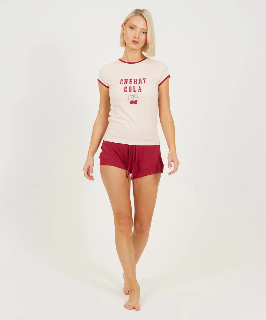 CHERRY COLA SHORT SLEEVE PRINTED PYJAMA SET
