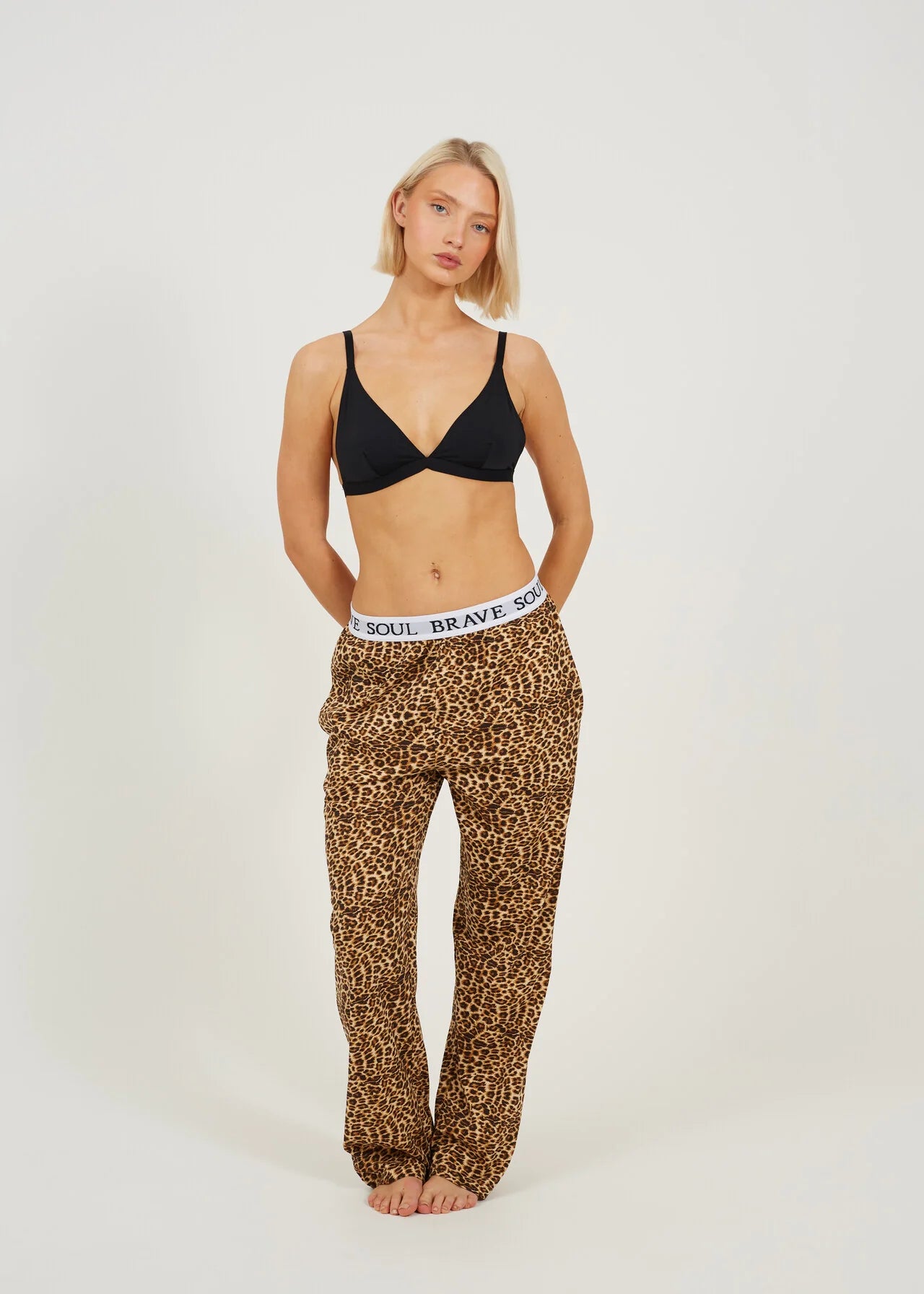 2 PACK WIDE LEG BRANDED WAIST PJYAMA BOTTOMS