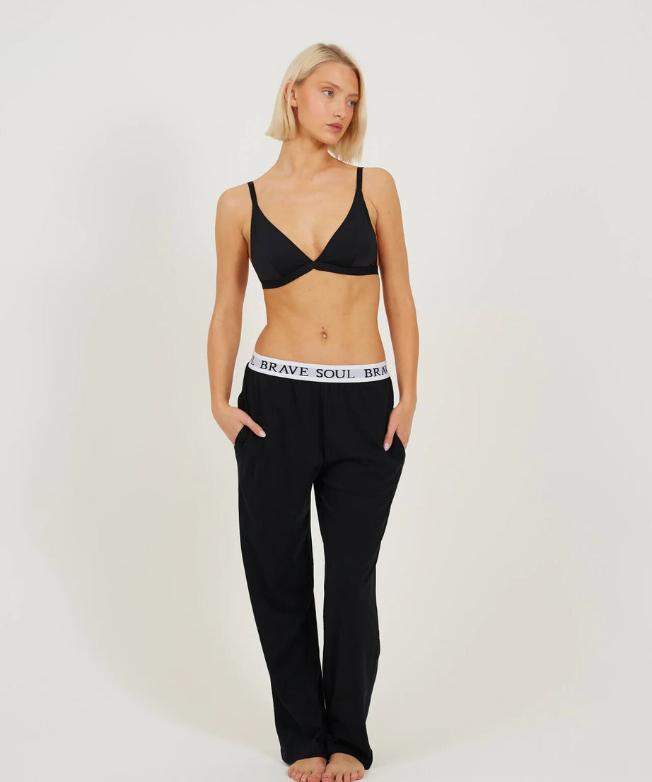 2 PACK WIDE LEG BRANDED WAIST PJYAMA BOTTOMS