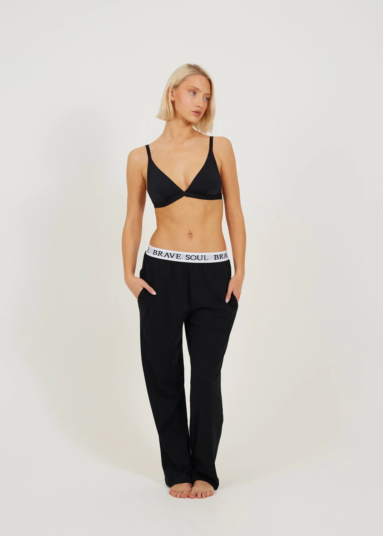 2 PACK WIDE LEG BRANDED WAIST PJYAMA BOTTOMS